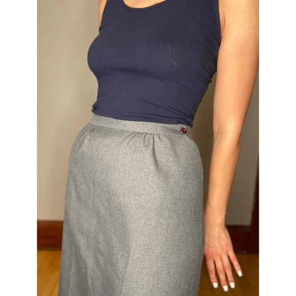 VINTAGE Retro Business Gray Pencil Skirt XL - Picture 3 of 4